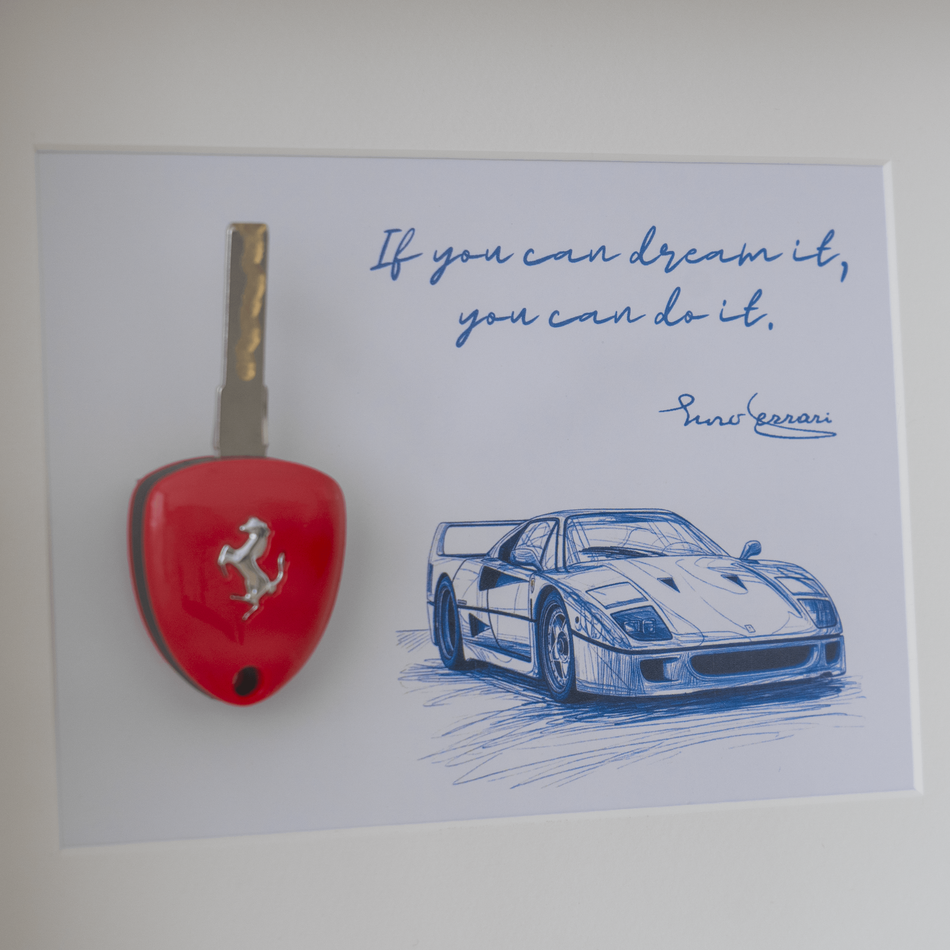 Ferrari F40 Key Framed - Enzo Ferrari Quote