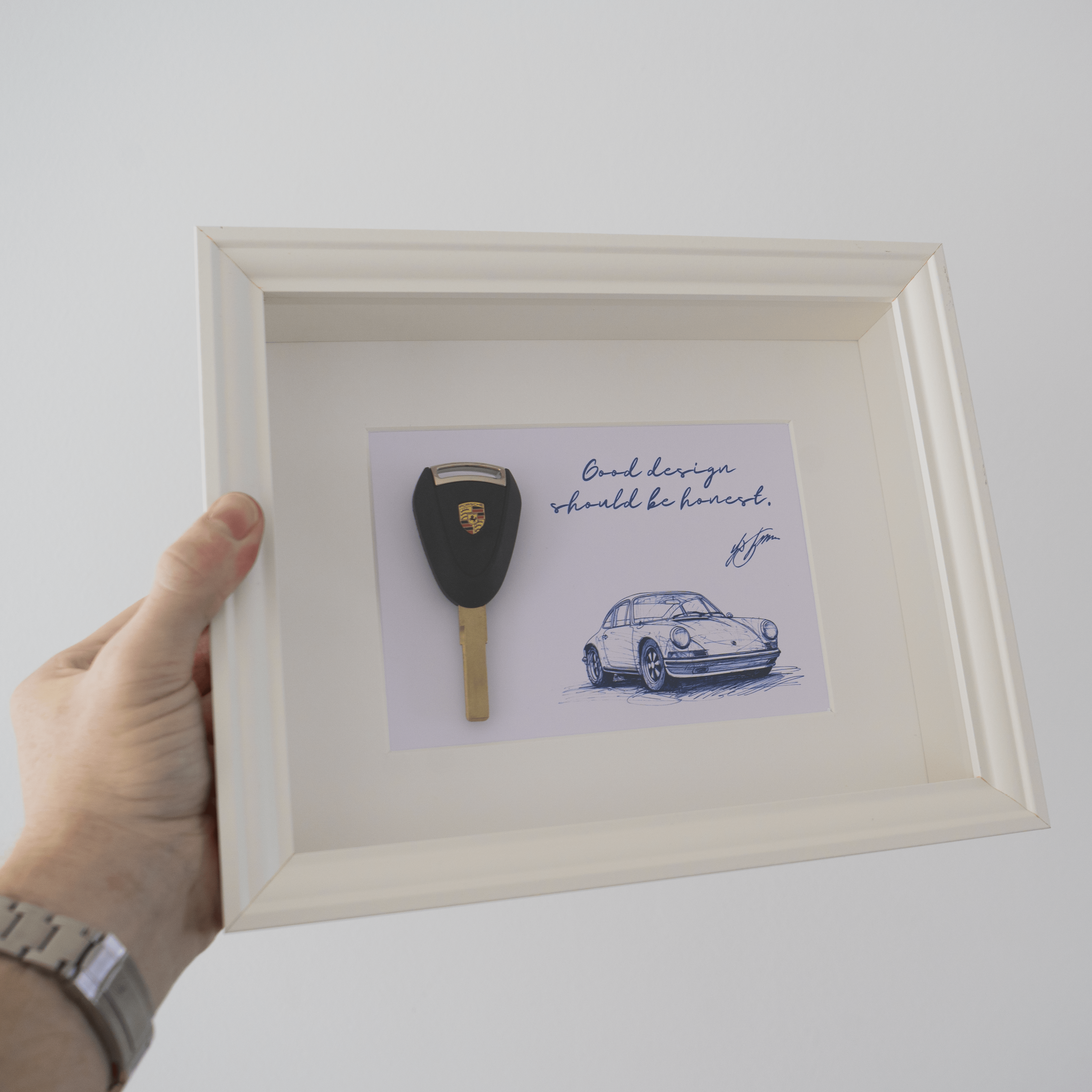 Framed Old School Porsche 911 Key - Ferdinand Porsche Quote