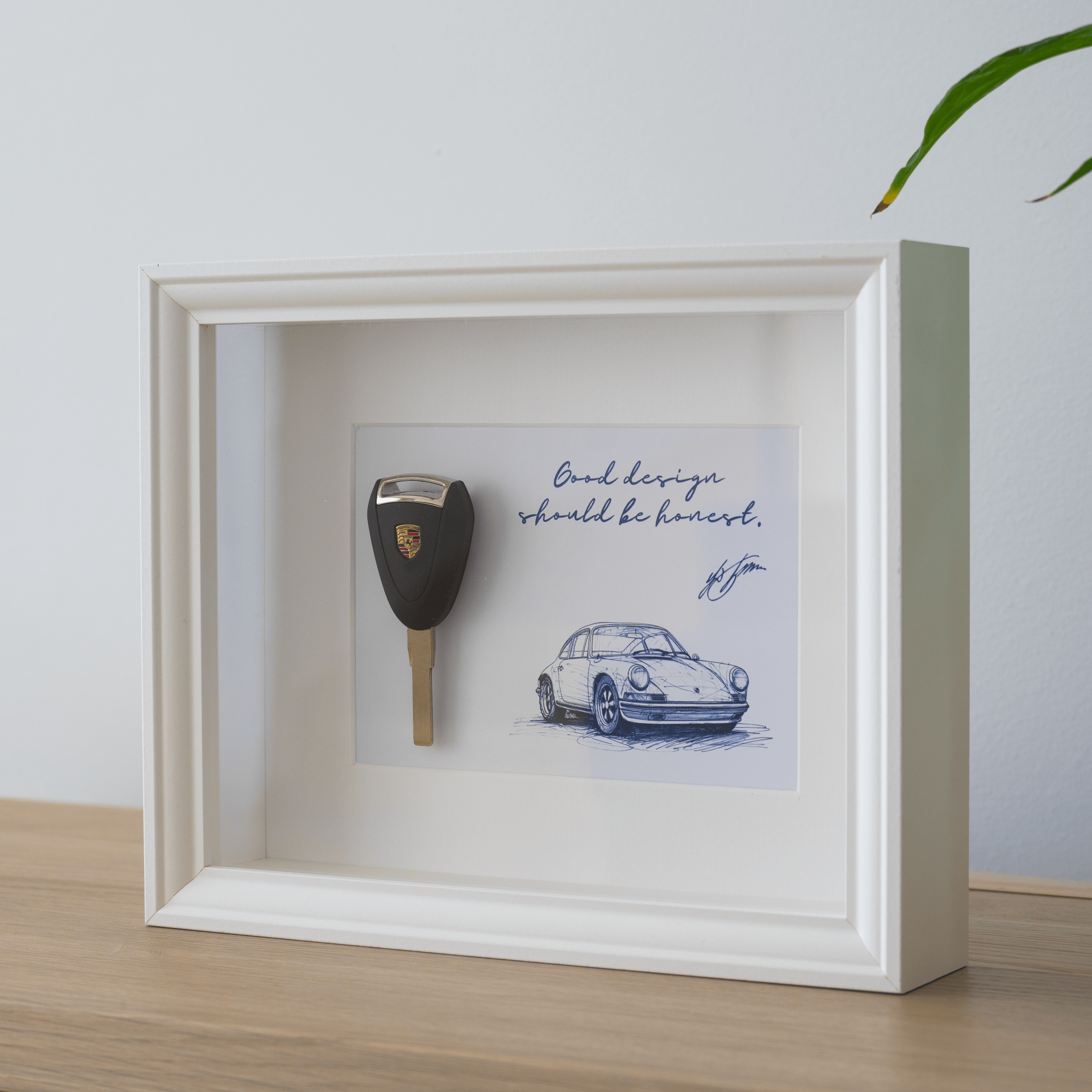 Framed Old School Porsche 911 Key - Ferdinand Porsche Quote