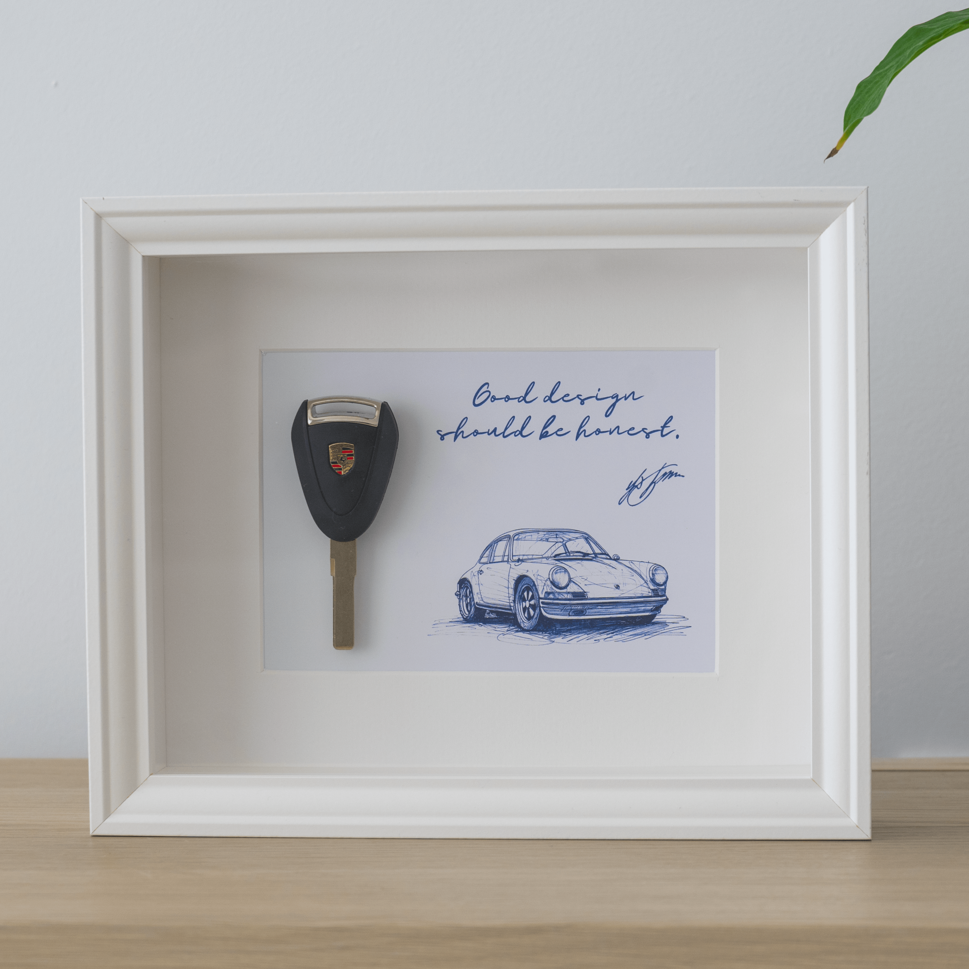 Framed Old School Porsche 911 Key - Ferdinand Porsche Quote