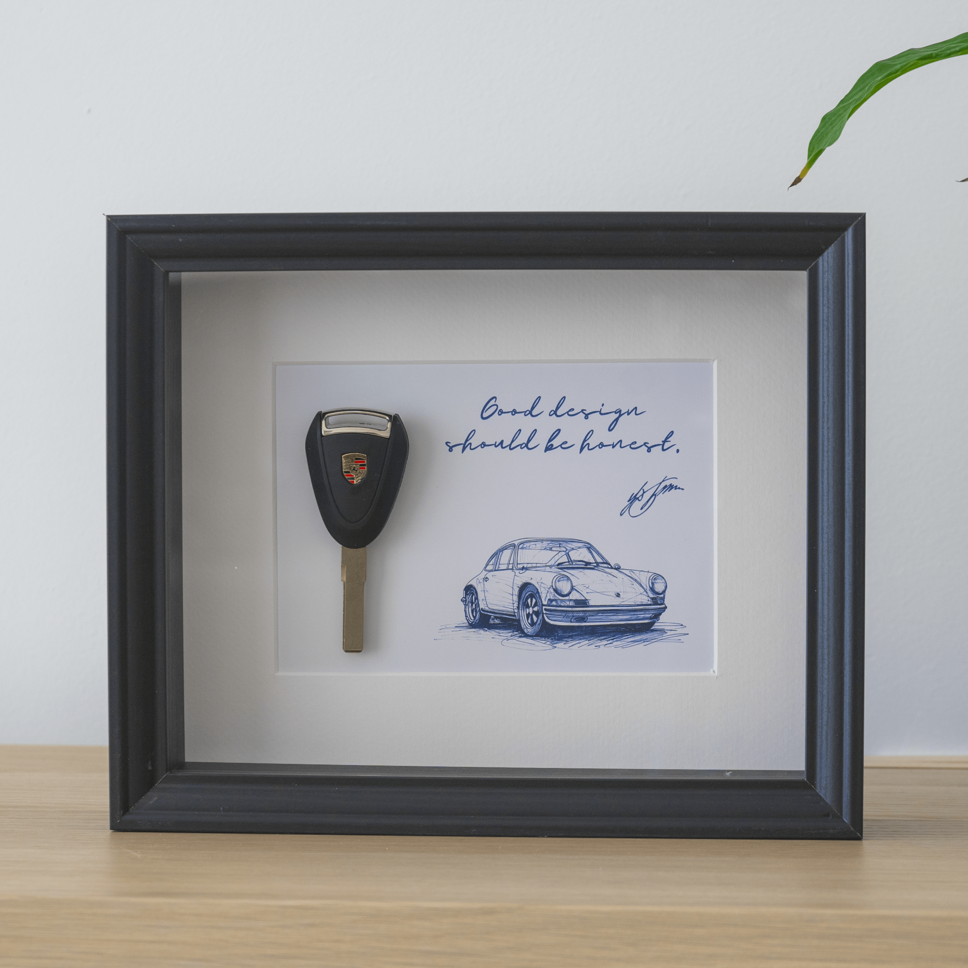 Framed Old School Porsche 911 Key - Ferdinand Porsche Quote