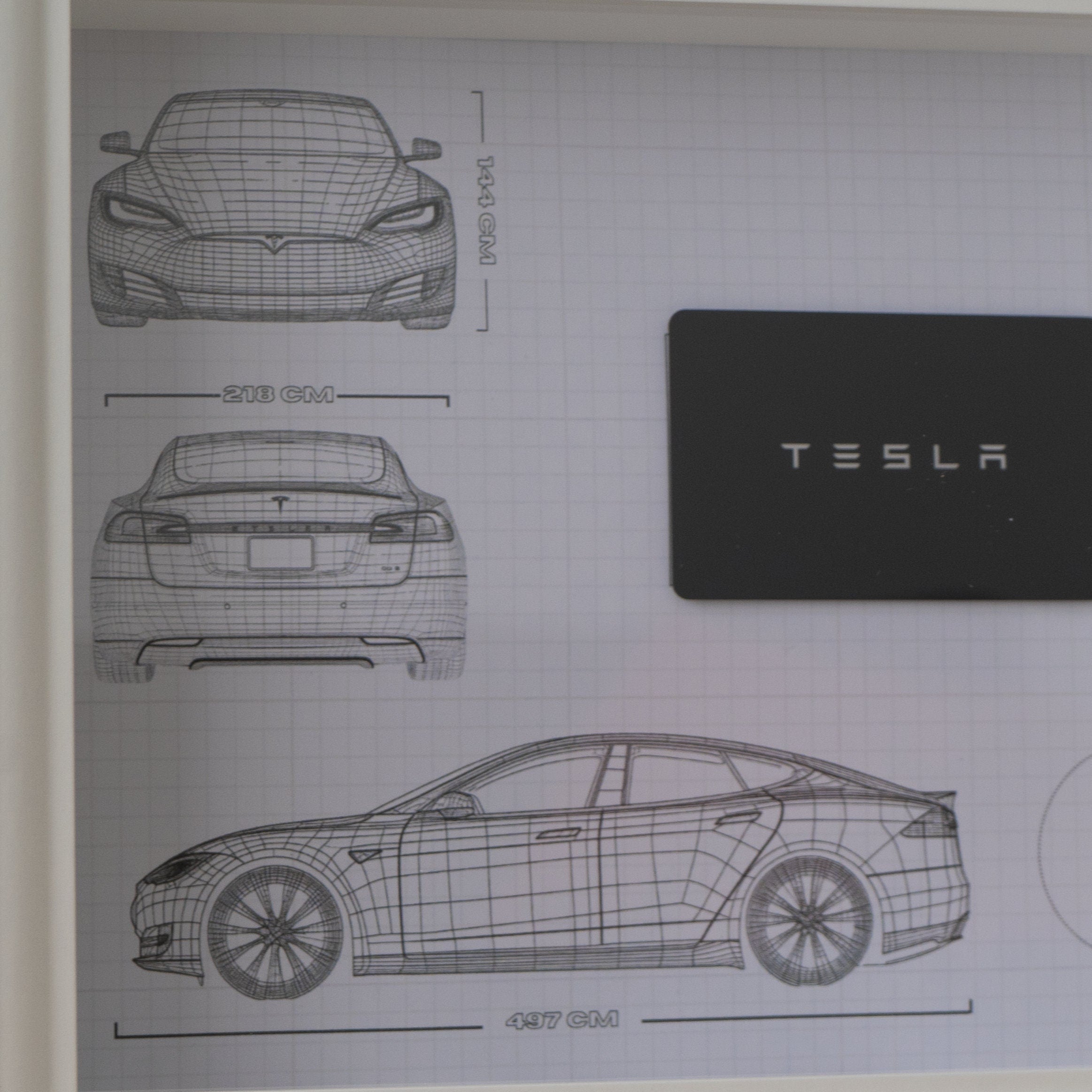 Tesla Key Framed - Blueprint with NFC