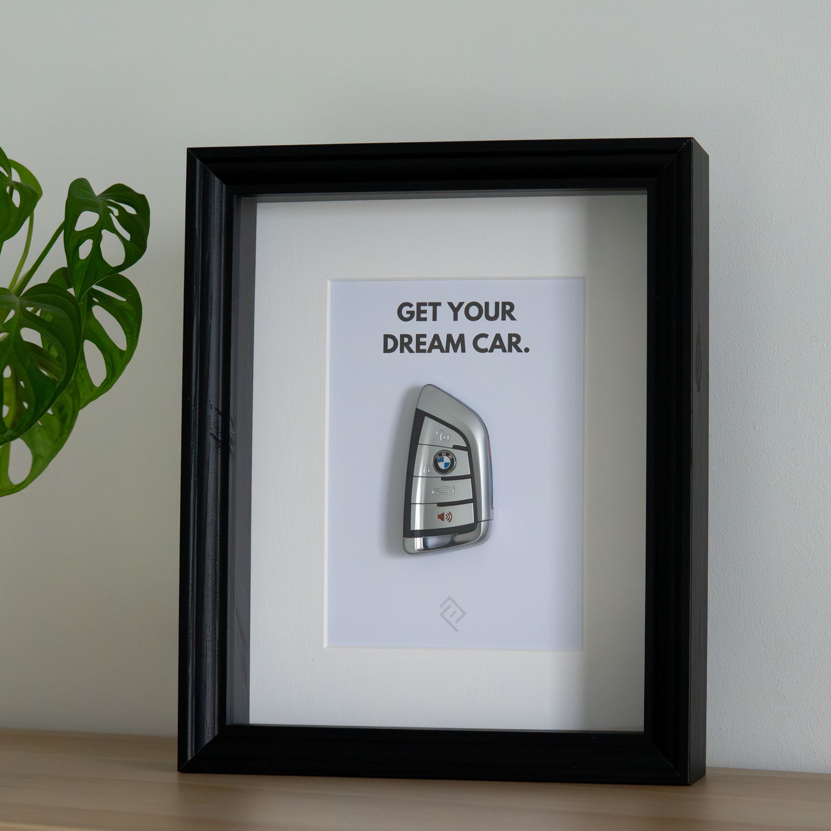 Clé de BMW Encadrée - Phrase de motivation personnalisable