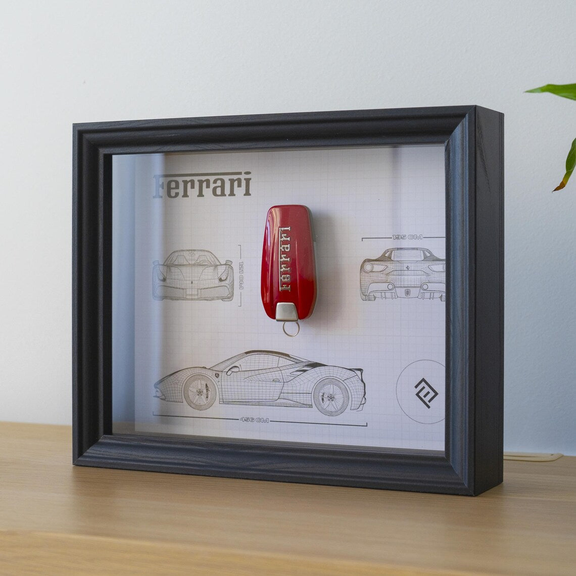 Framed Ferrari Key - Blueprint with NFC