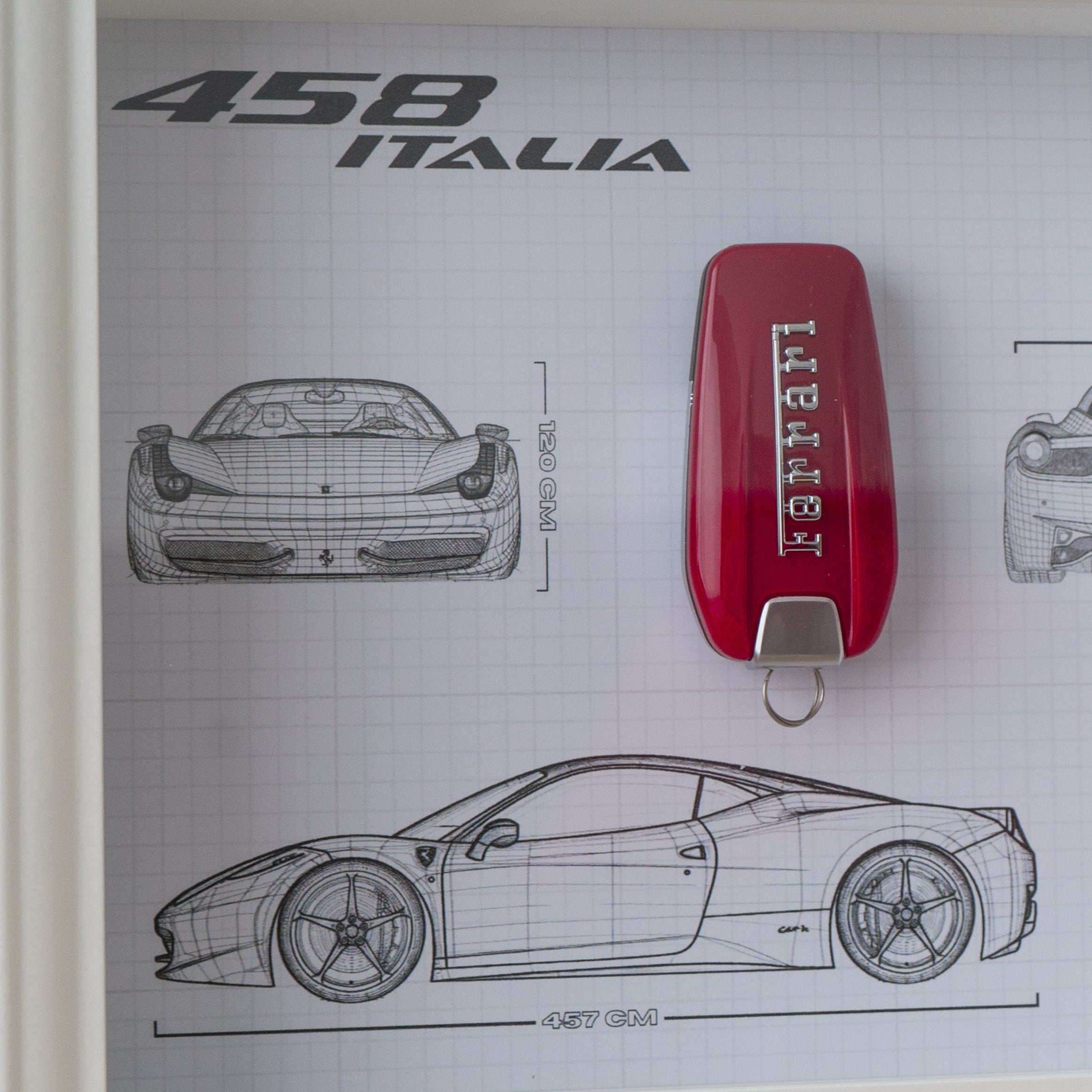 Framed Ferrari key decoration - Blueprint with NFC