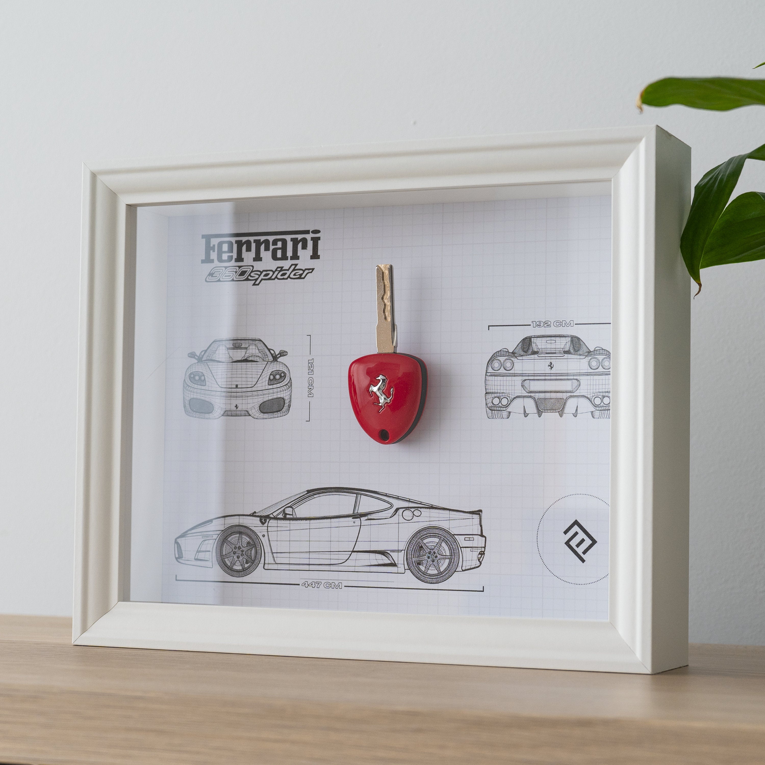 Ferrari 360 key decoration framed - Blueprint with NFC