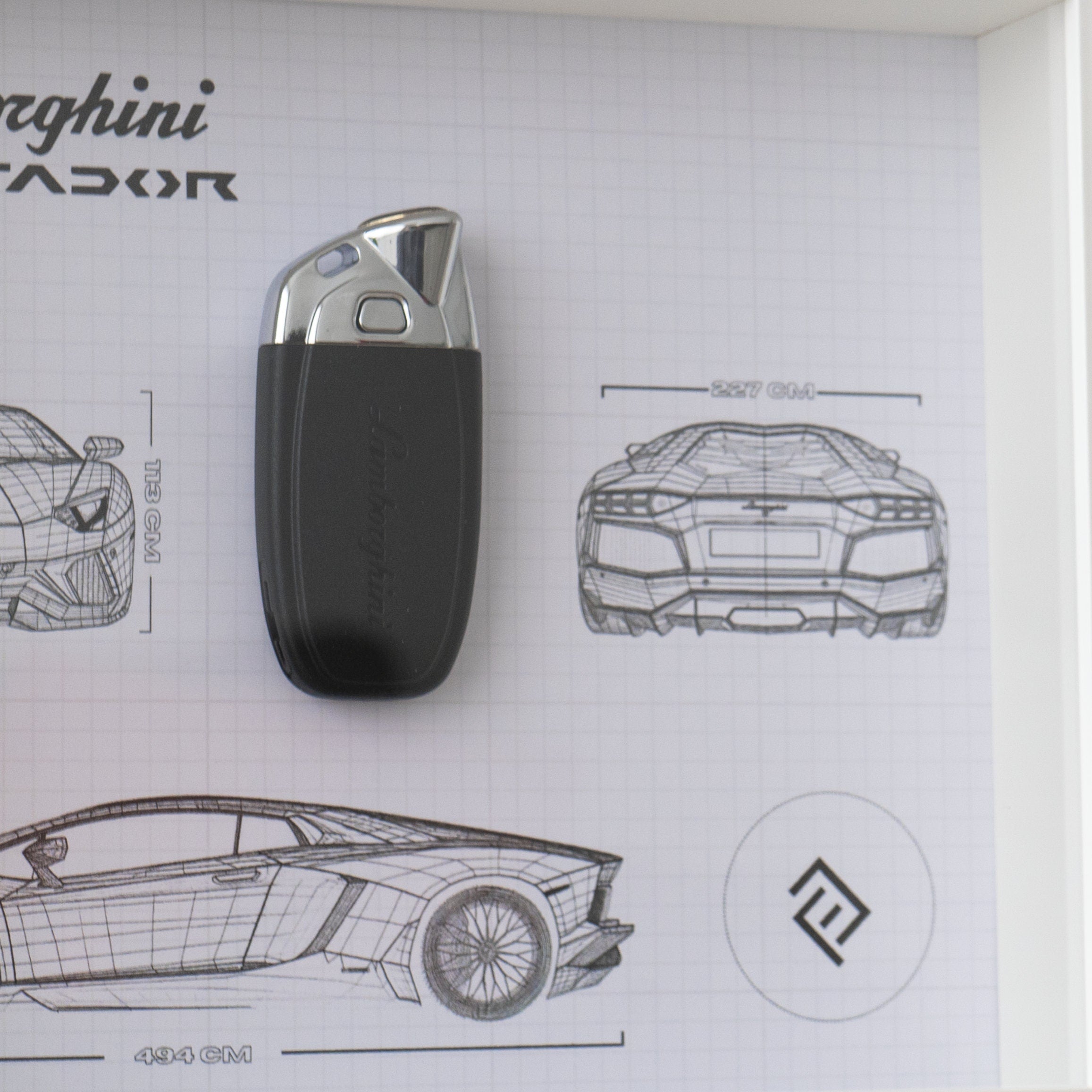 Lamborghini Aventador key decoration framed - Blueprint with NFC