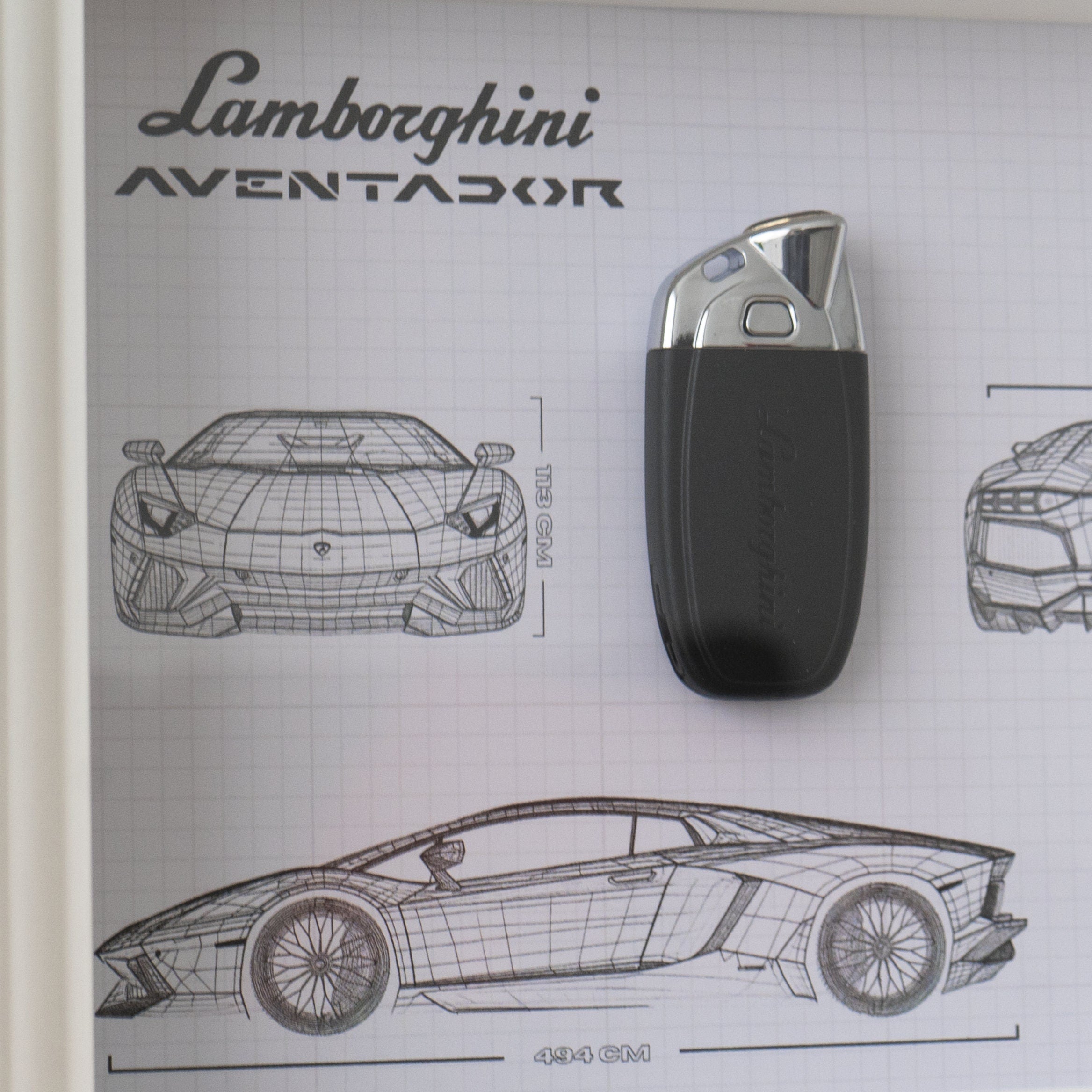 Décoration Lamborghini Aventador clé encadré - Blueprint avec NFC