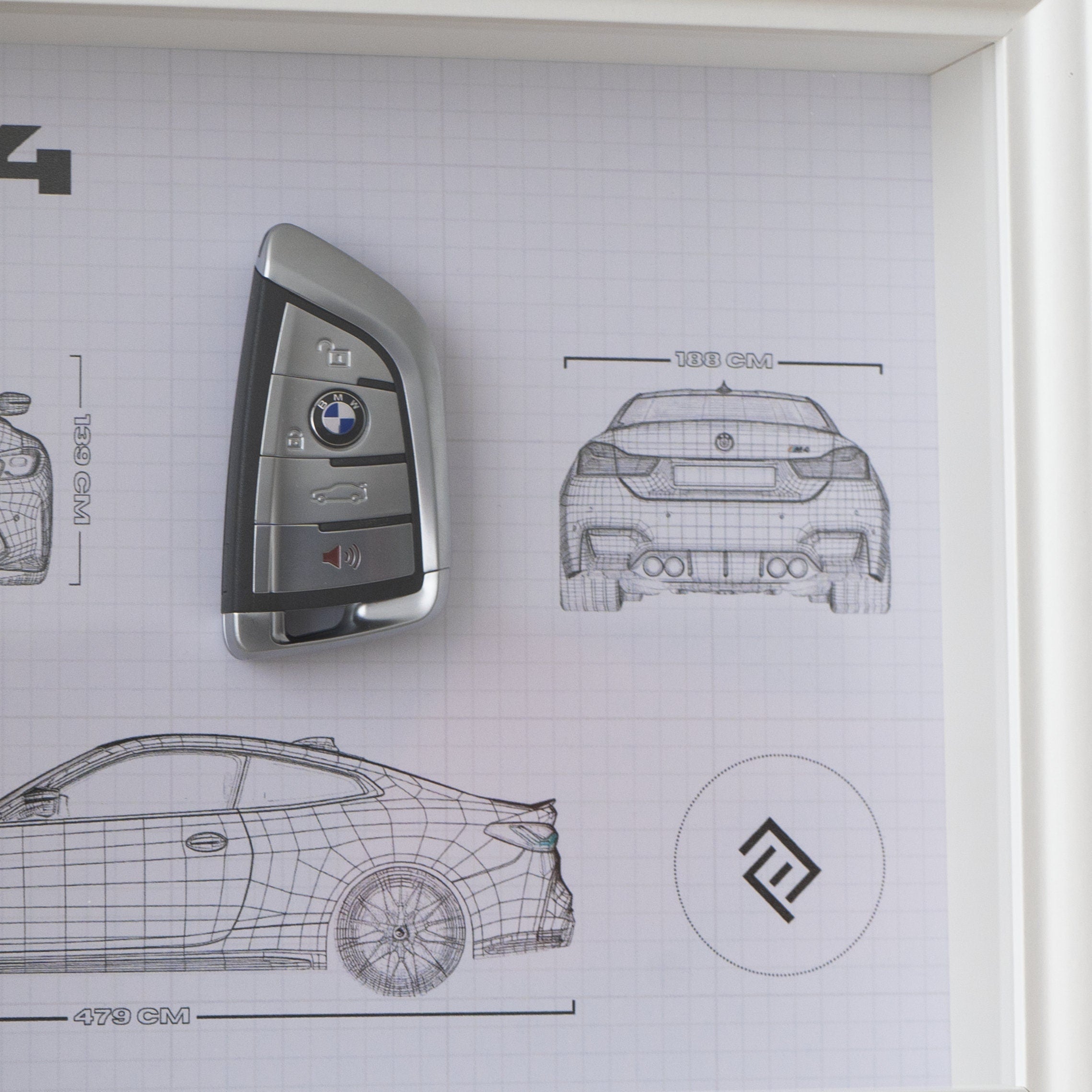 Décoration BMW M4 clé encadré - Blueprint avec NFC