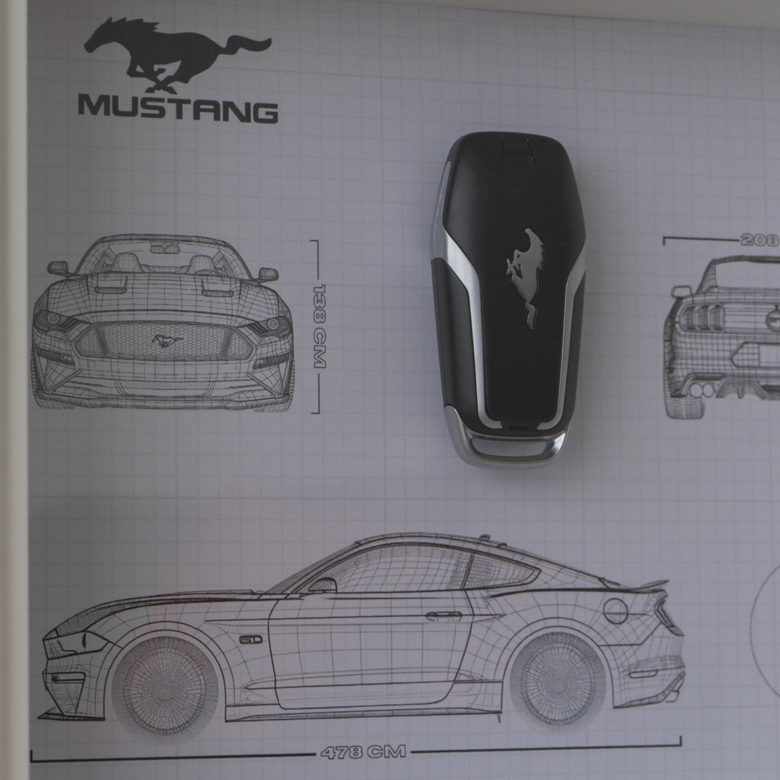 Framed Mustang Key Decoration - Blueprint with NFC