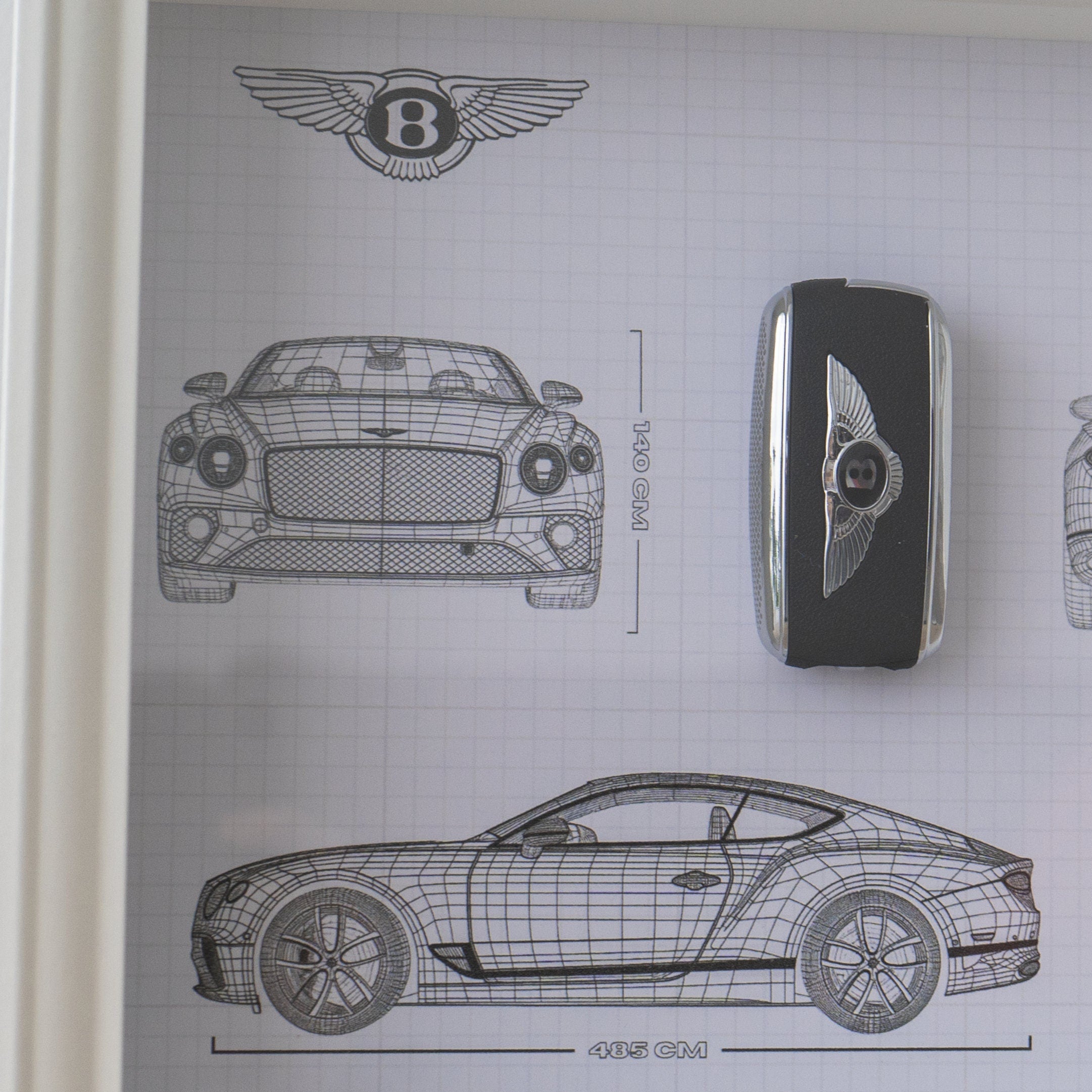 Bentley Continal Framed Key Decoration - Blueprint with NFC