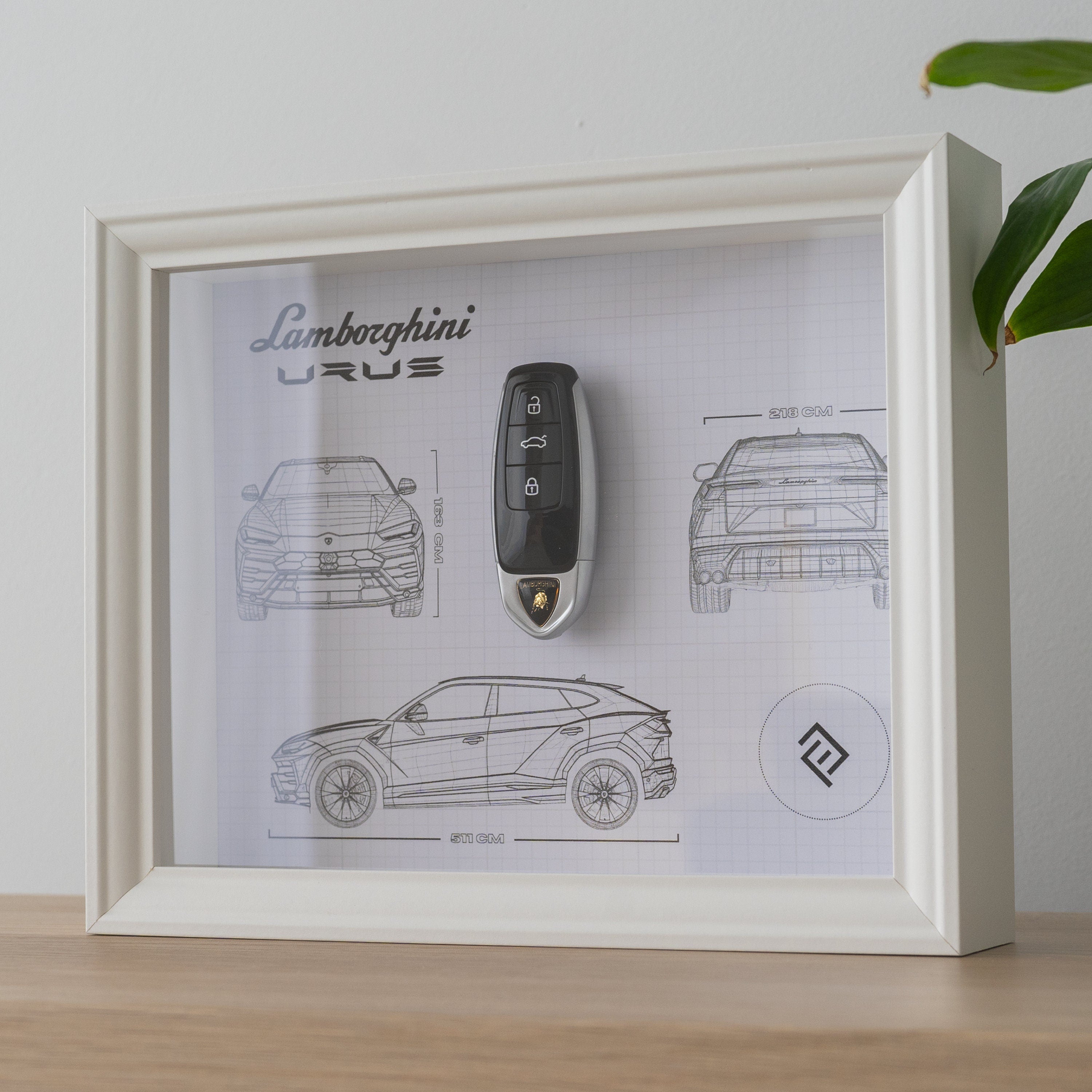 Lamborghini Urus key decoration framed - Blueprint with NFC