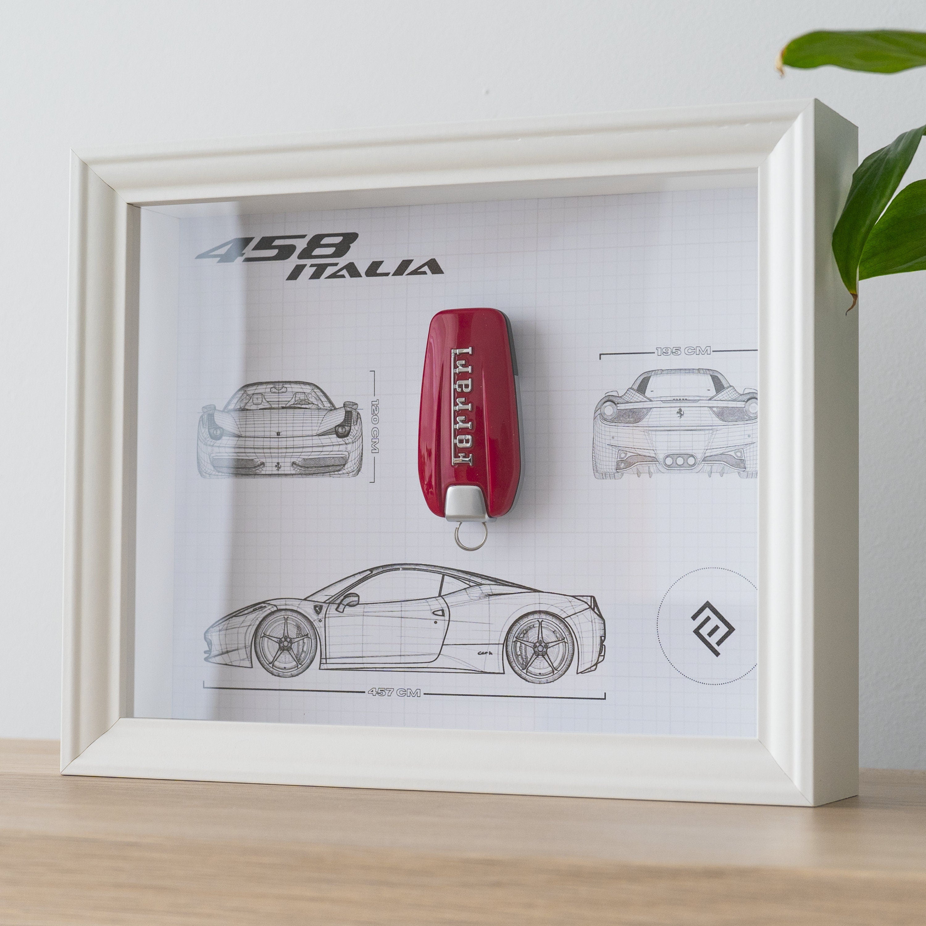 Framed Ferrari key decoration - Blueprint with NFC