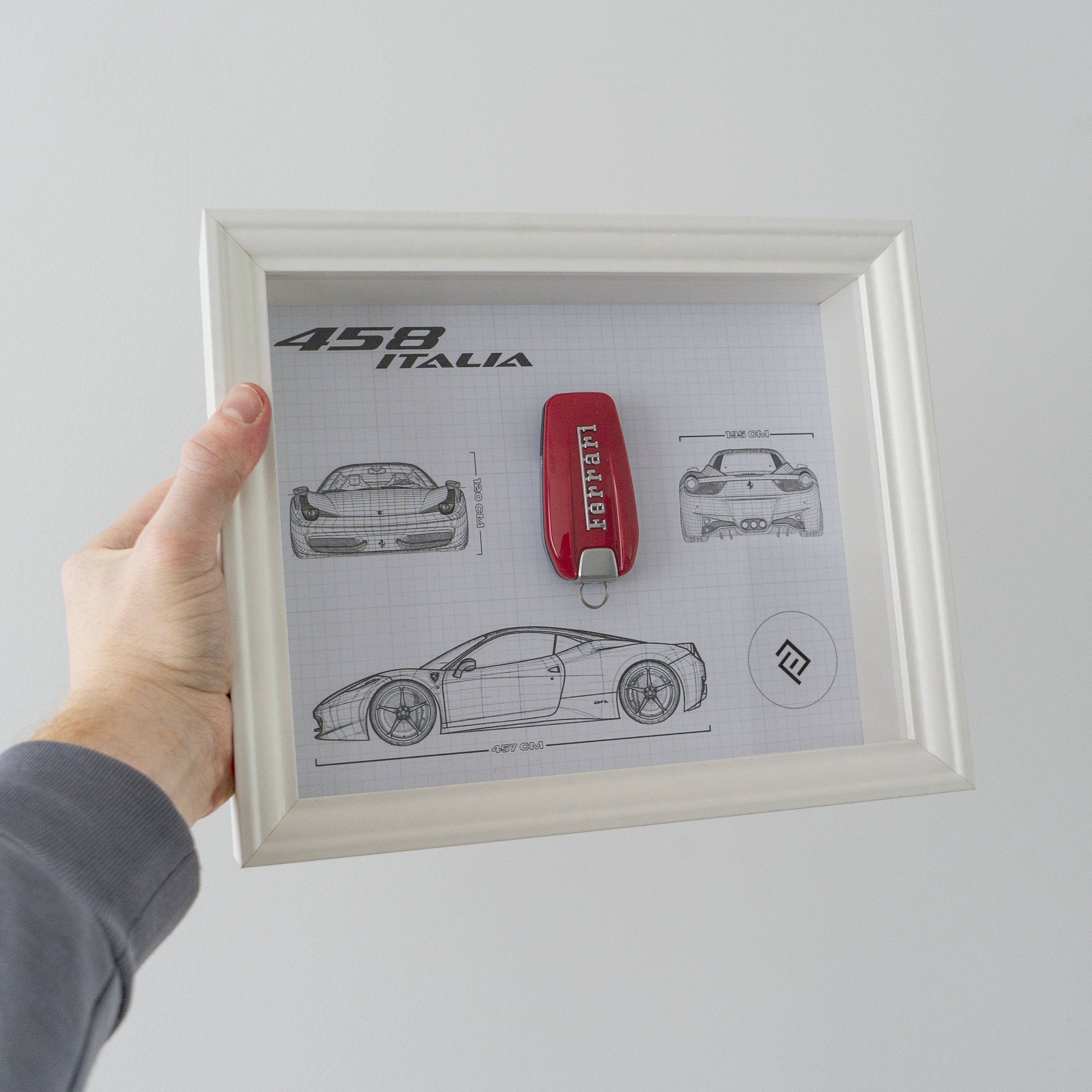 Framed Ferrari key decoration - Blueprint with NFC