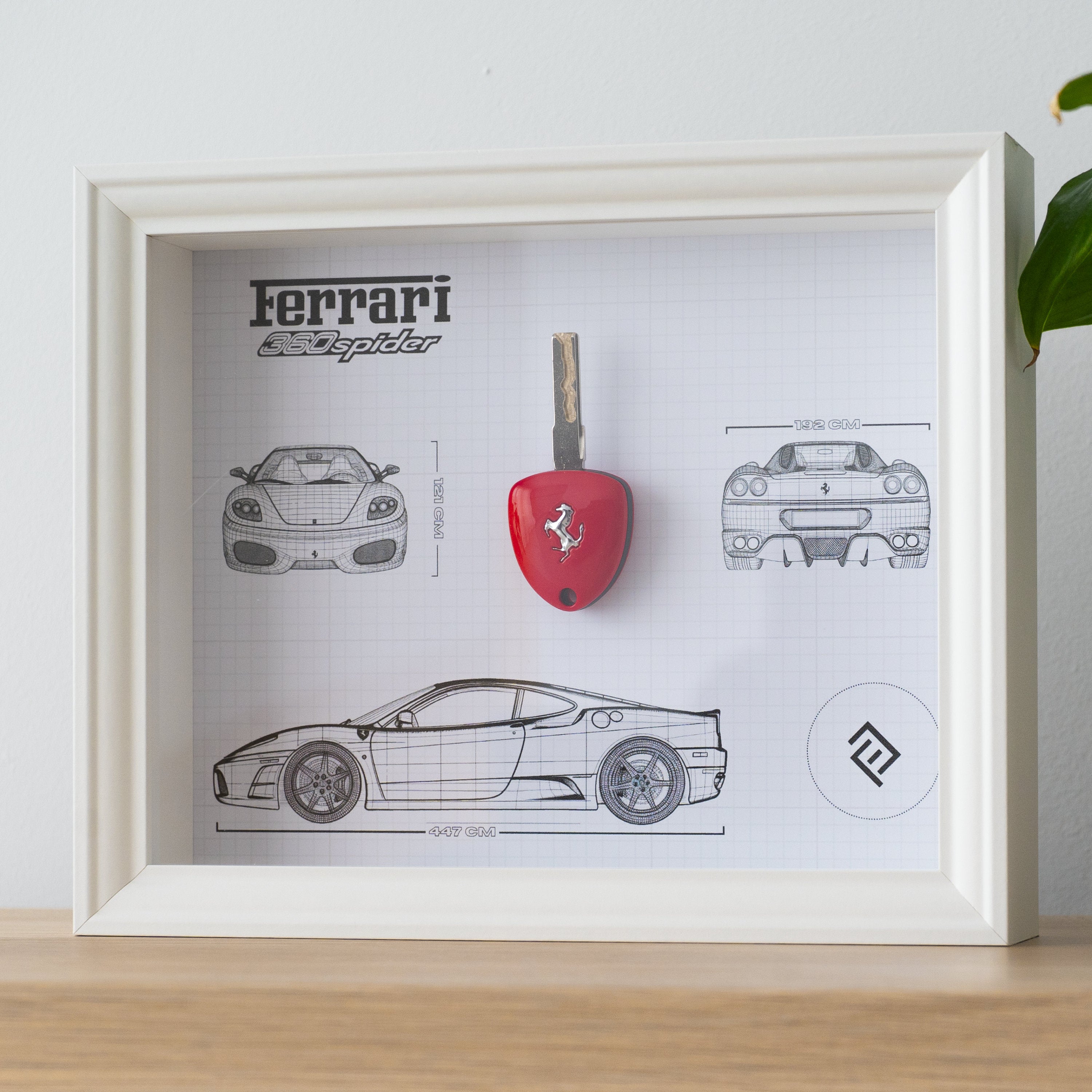 Ferrari 360 key decoration framed - Blueprint with NFC