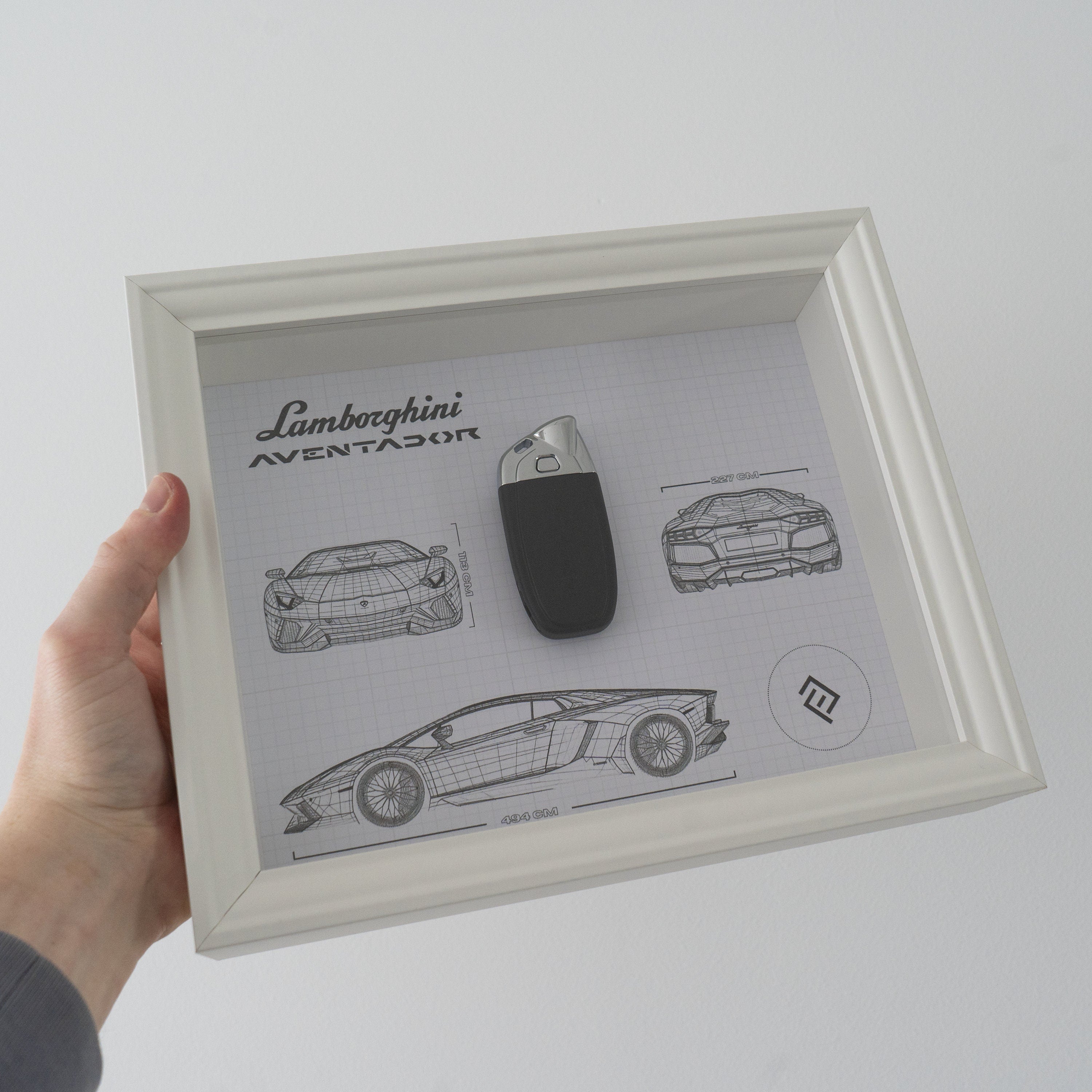 Lamborghini Aventador key decoration framed - Blueprint with NFC