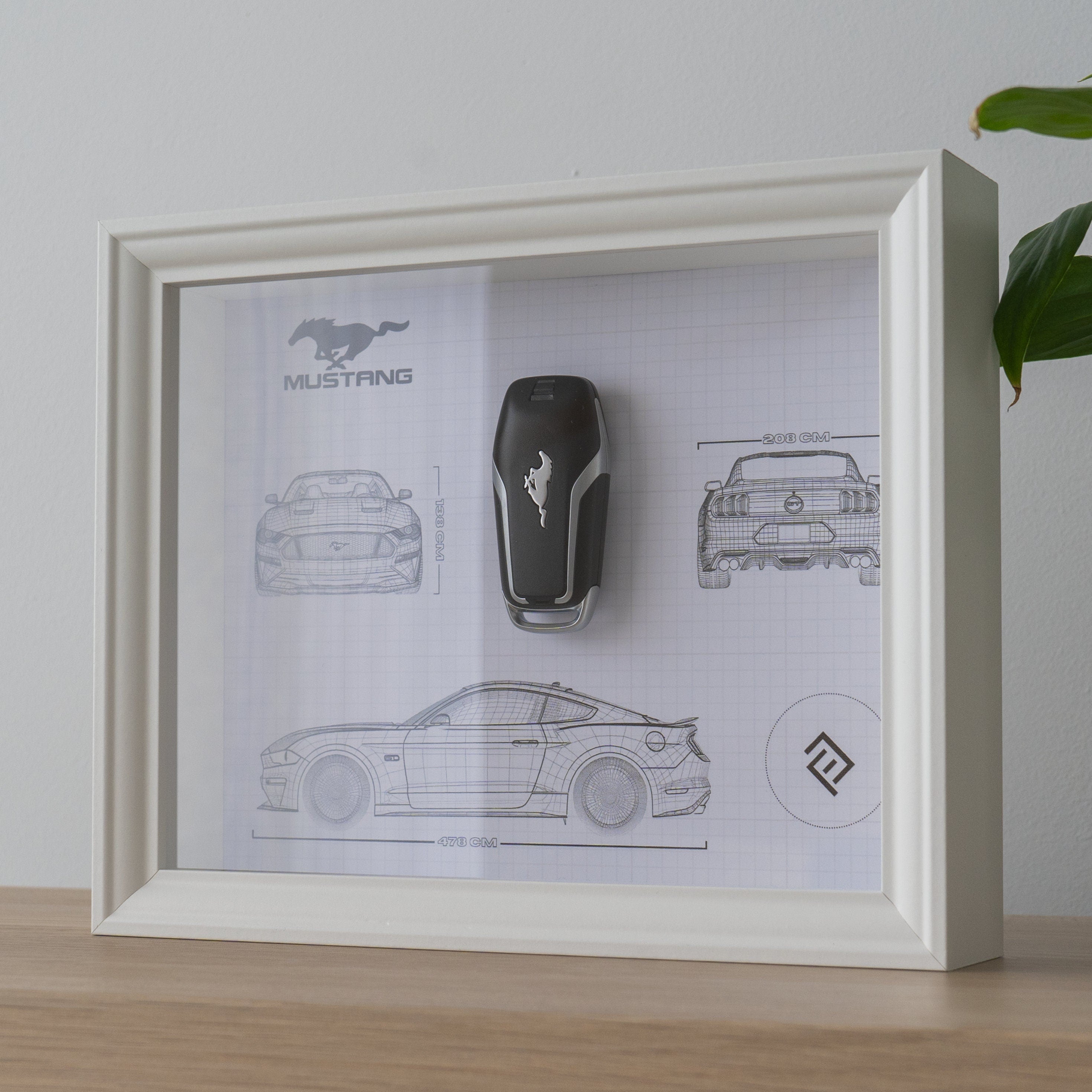 Framed Mustang Key Decoration - Blueprint with NFC