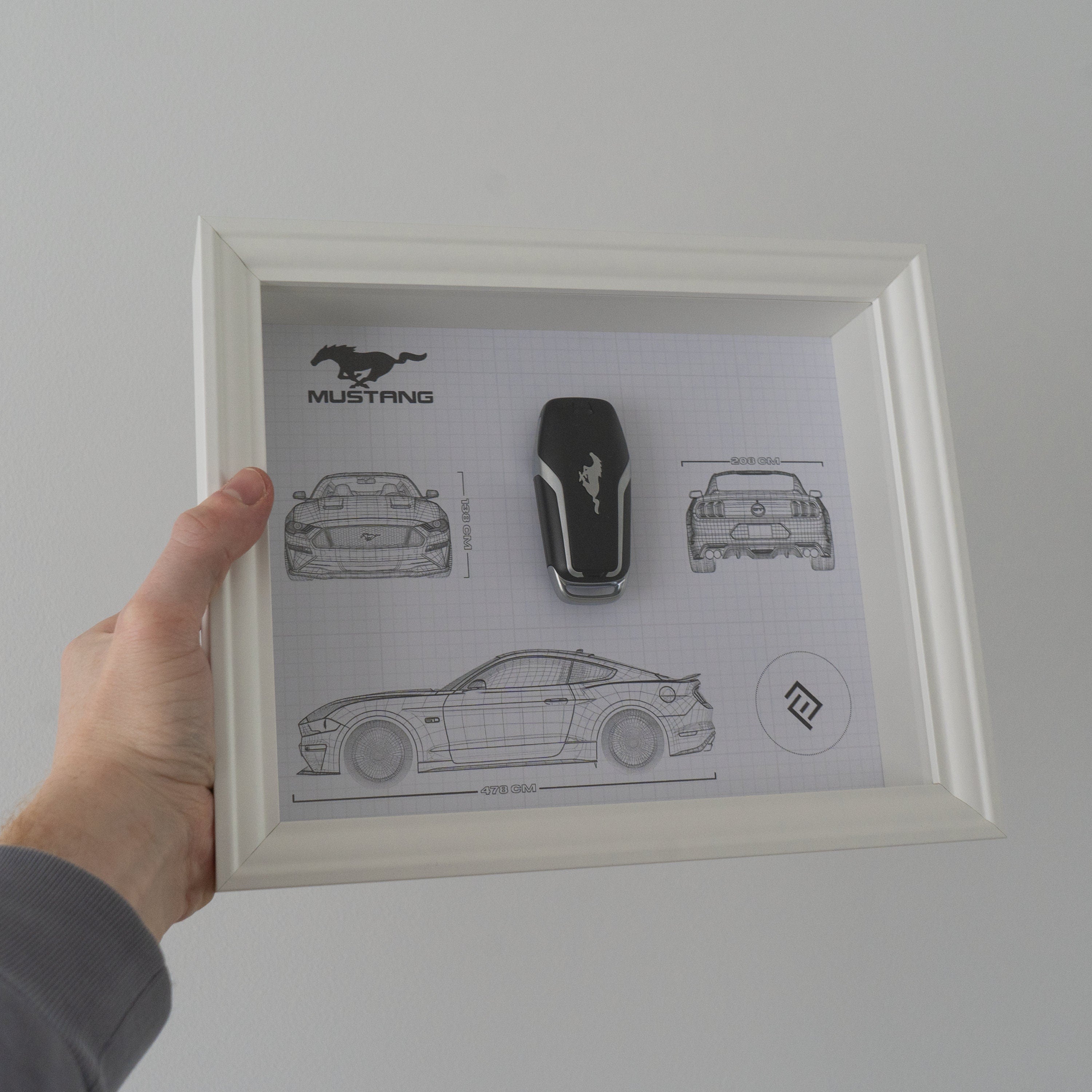 Framed Mustang Key Decoration - Blueprint with NFC