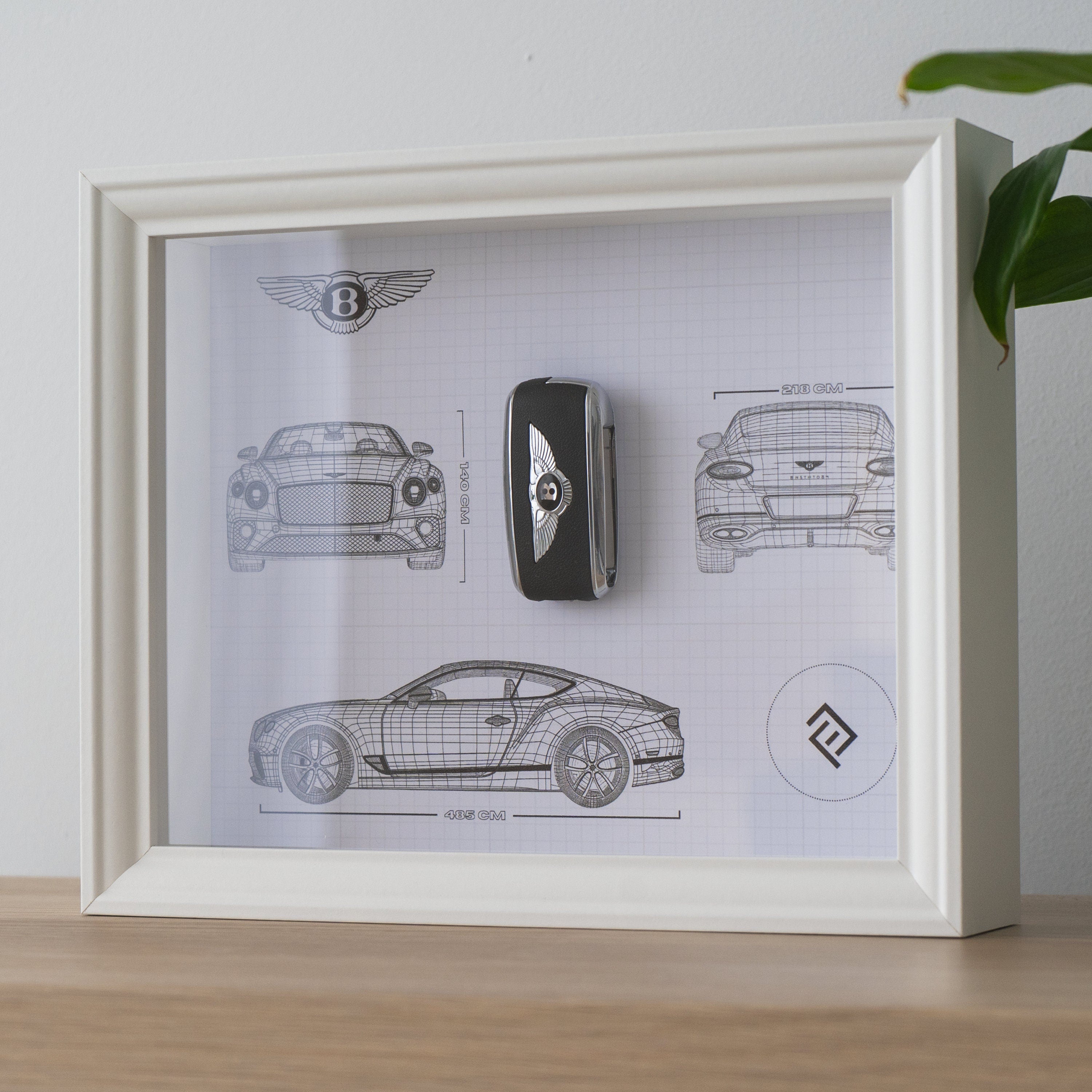 Bentley Continal Framed Key Decoration - Blueprint with NFC