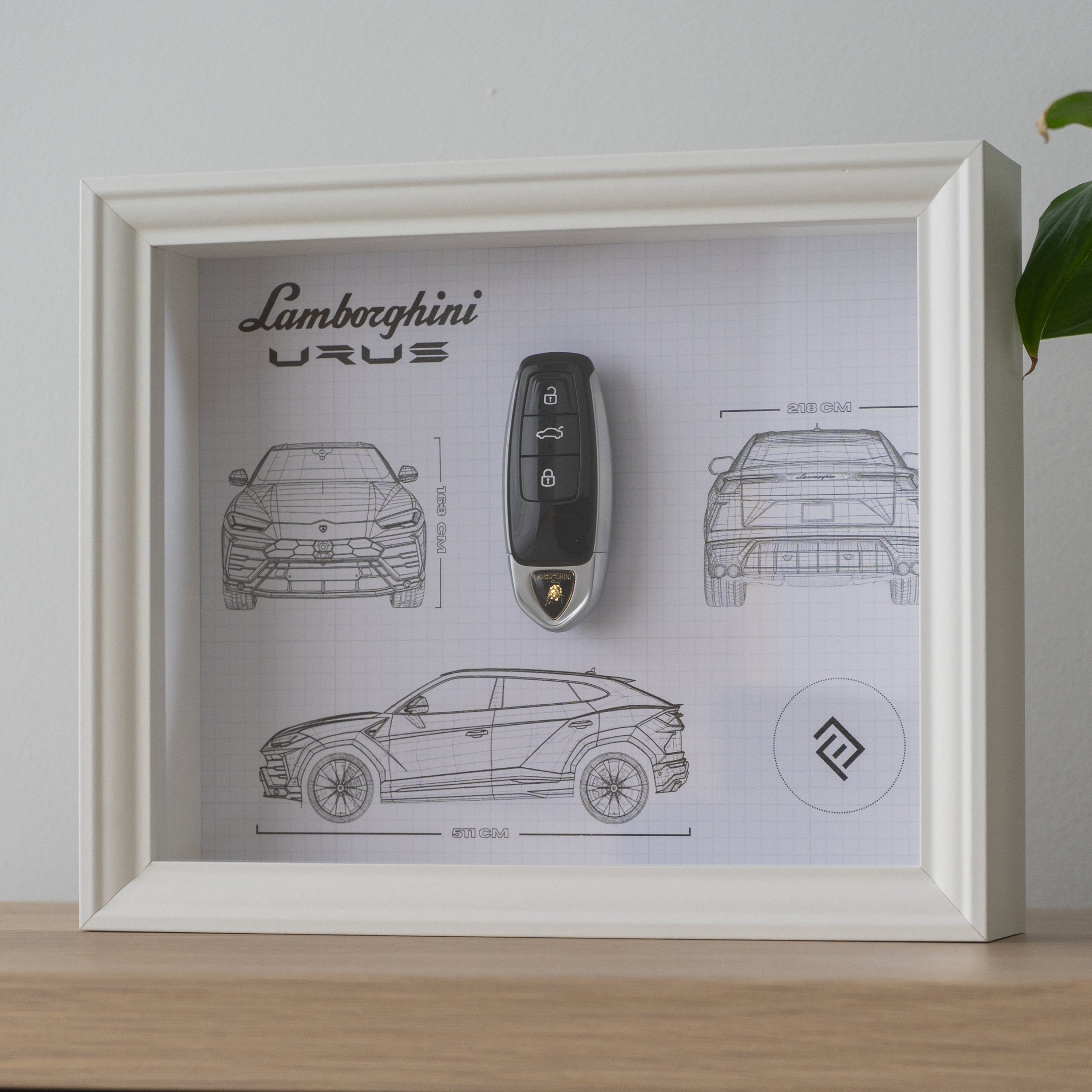 Lamborghini Urus key decoration framed - Blueprint with NFC