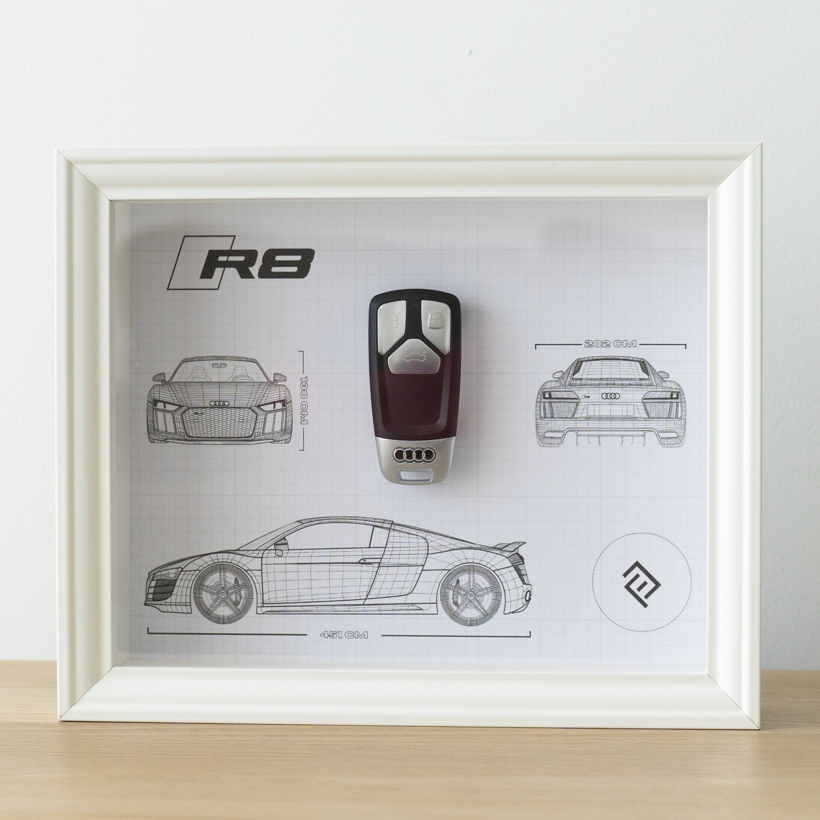 Clé Audi R8 Encadrée Authentique - Blueprint avec NFC